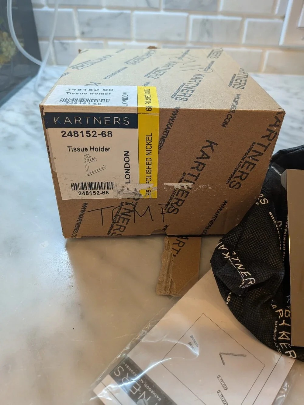 NIB Kartners LONDON Tissue Holder - Polished Nickel